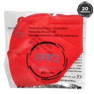 Disposable Non Medical Mask FFP2 KN95 Защитна маска за еднократна употреба с червена чиния в червен цвят 20 бр